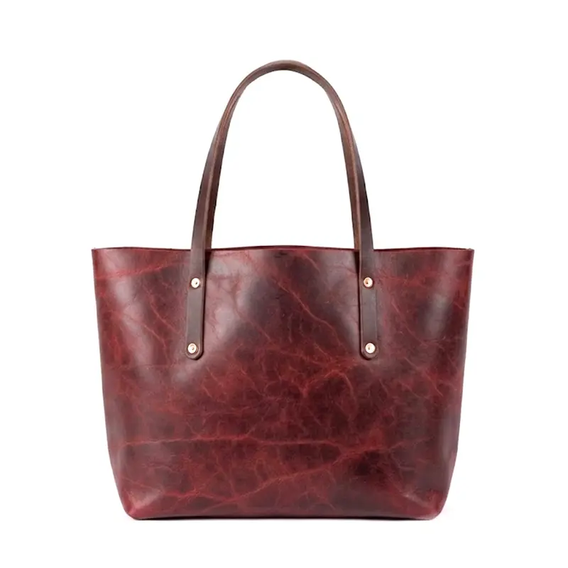 AVERY LEATHER TOTE BAG - LARGE - WINE BISON | MOCHA STRAPS