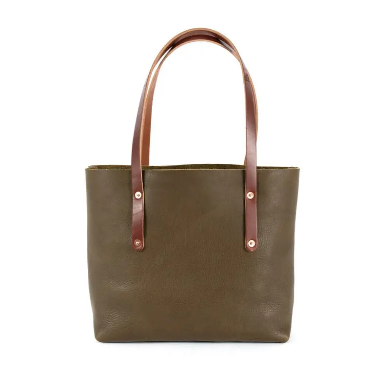 AVERY LEATHER TOTE BAG - MEDIUM - OLIVE | SADDLE STRAPS