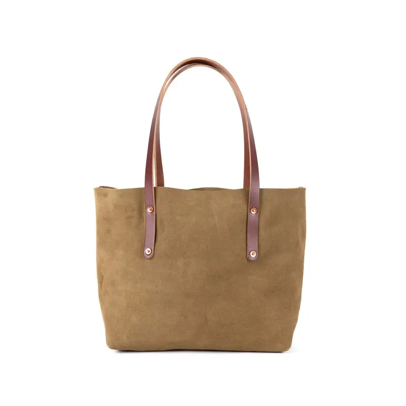 AVERY LEATHER TOTE BAG - MEDIUM - PISTACHIO SUEDE