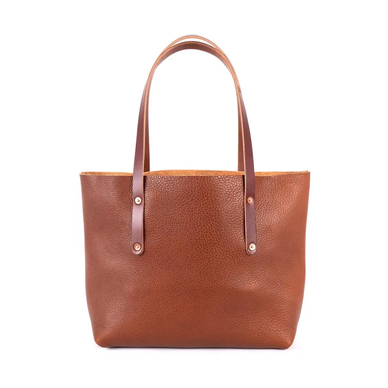 AVERY LEATHER TOTE BAG - MEDIUM - SADDLE | SADDLE STRAPS
