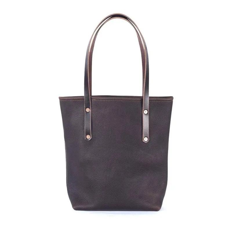 AVERY LEATHER TOTE BAG - SLIM MEDIUM - MOCHA | MOCHA STRAPS
