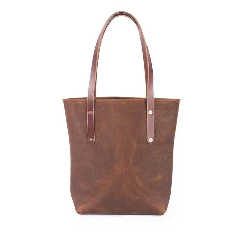 AVERY LEATHER TOTE BAG - SLIM MEDIUM - SADDLE | SADDLE STRAPS