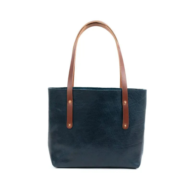 AVERY LEATHER TOTE BAG - SMALL - INDIGO BISON | SADDLE STRAPS