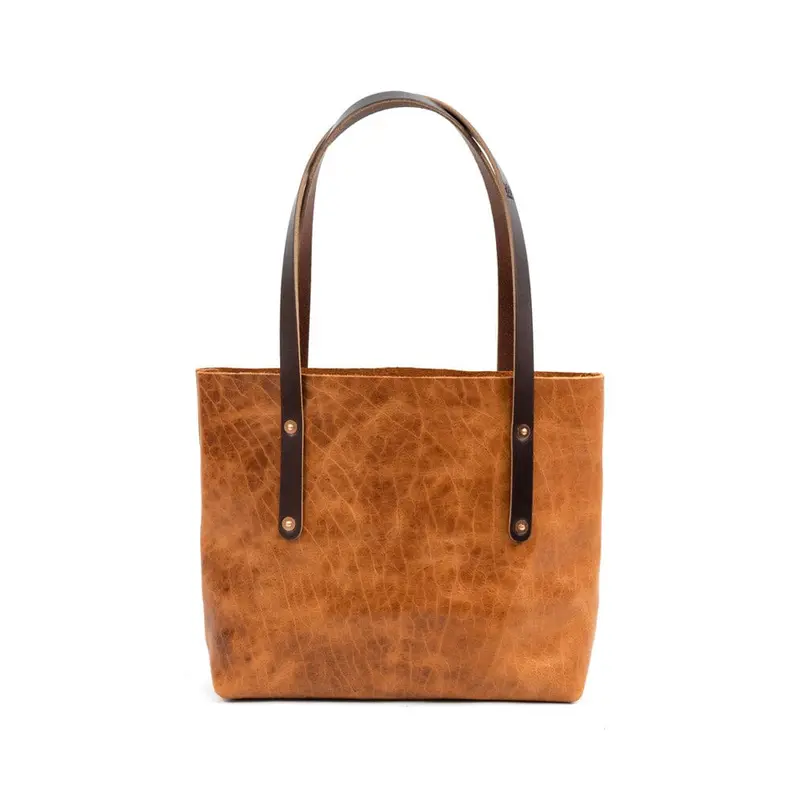 AVERY LEATHER TOTE BAG - SMALL - PEANUT BISON | MOCHA STRAPS