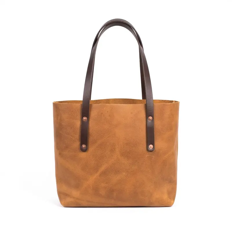 AVERY LEATHER TOTE BAG - SMALL - TOBACCO