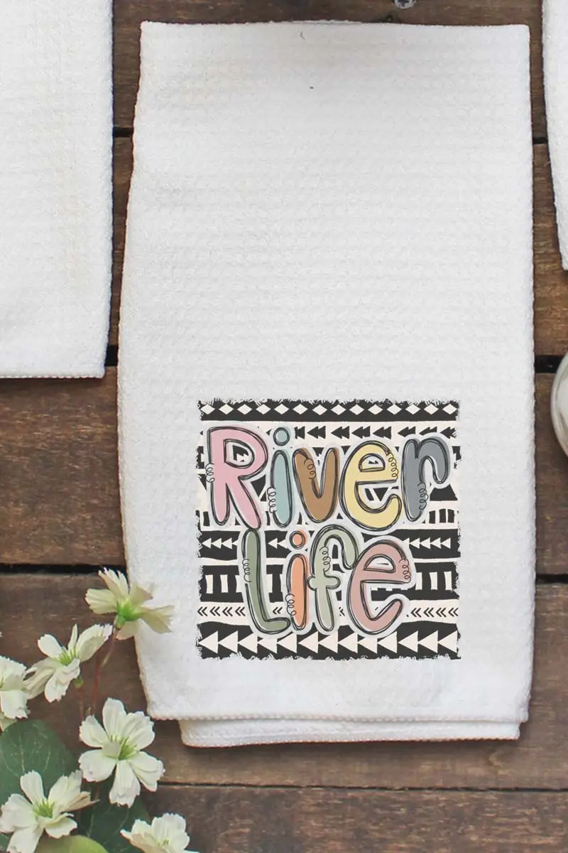 Aztec River Life Waffle Kitchen Towel