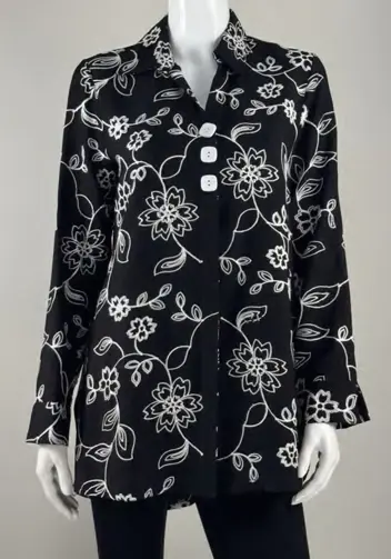 Back Button Embroidered Tunic Shirt