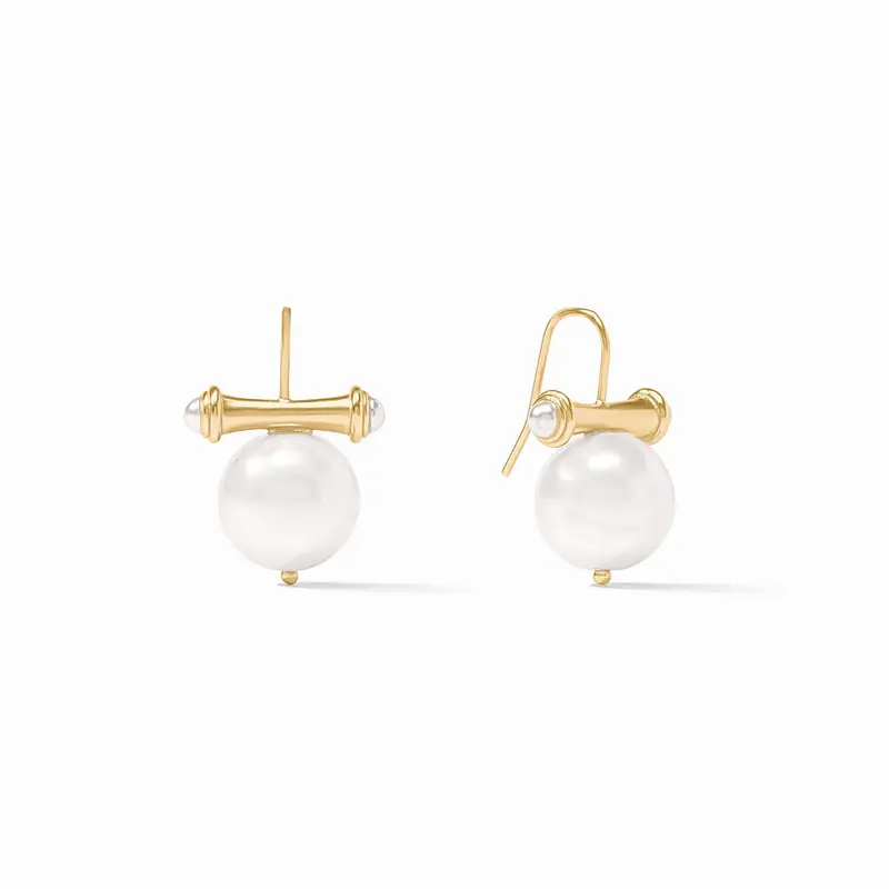 Bamboo Pearl Earrings in Gold