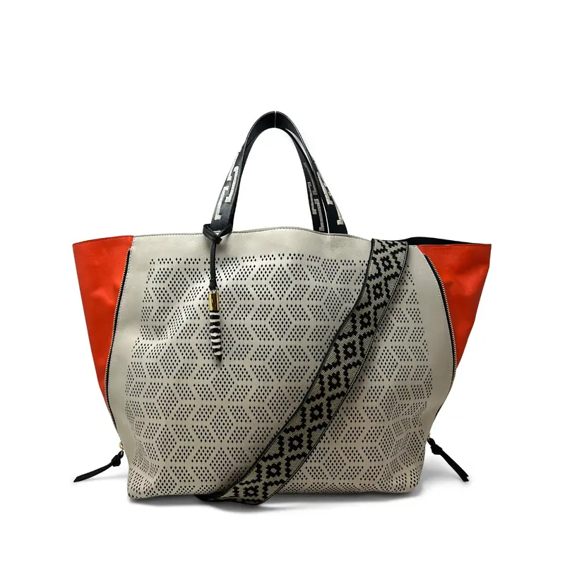 Bantham Tote - Chalk Double Diamond Perf
