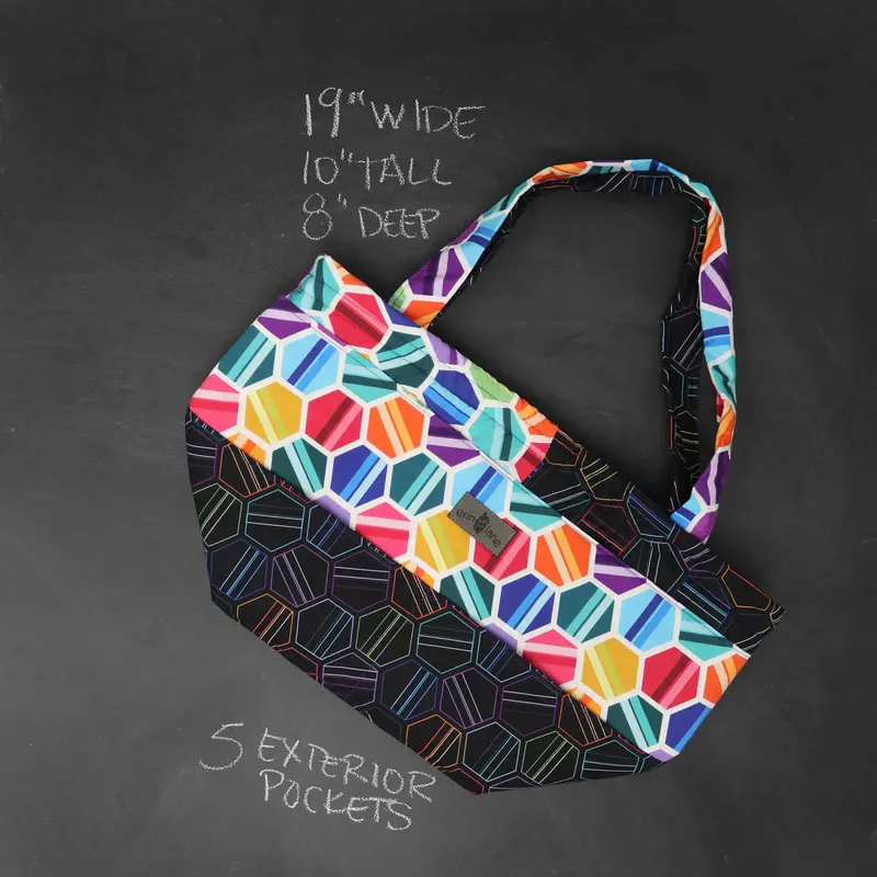 Barrel Tote Bag in Hexagonal Hues
