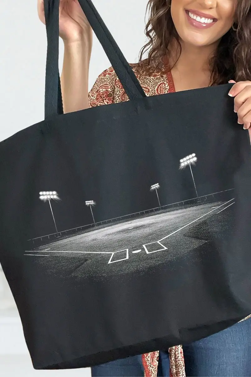 Baseball Lights Canvas Jumbo Tote