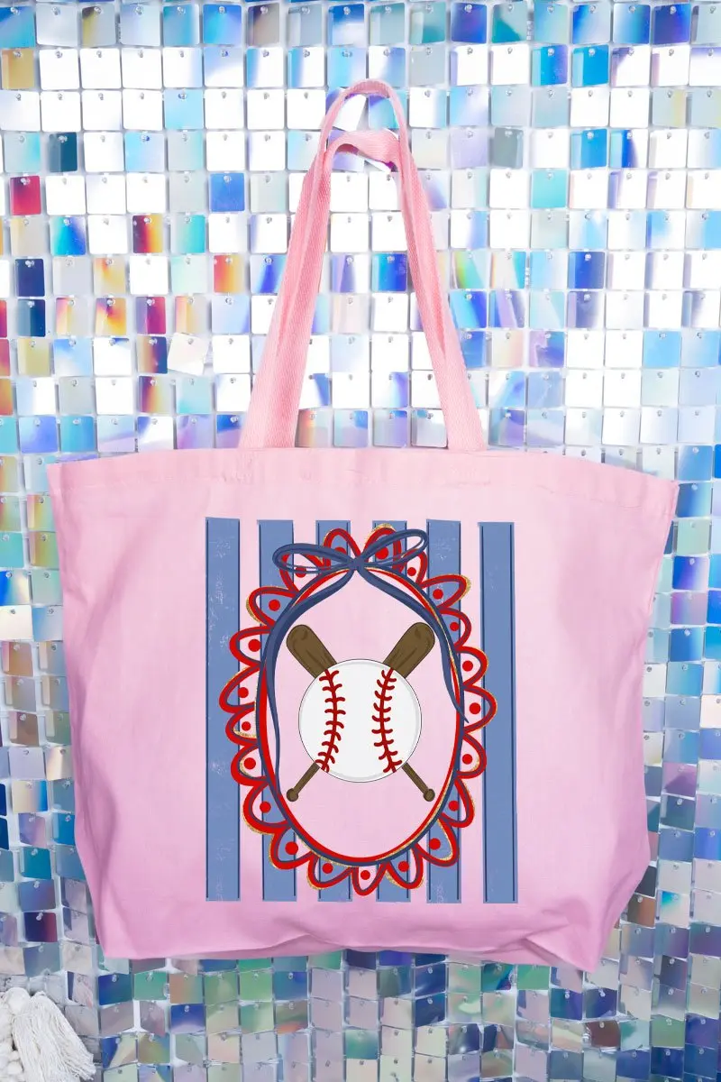 Baseball Stripes Canvas Jumbo Tote