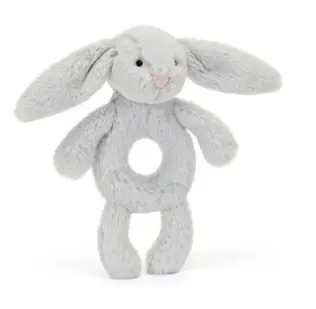 Bashful Grey Bunny Ring Rattle