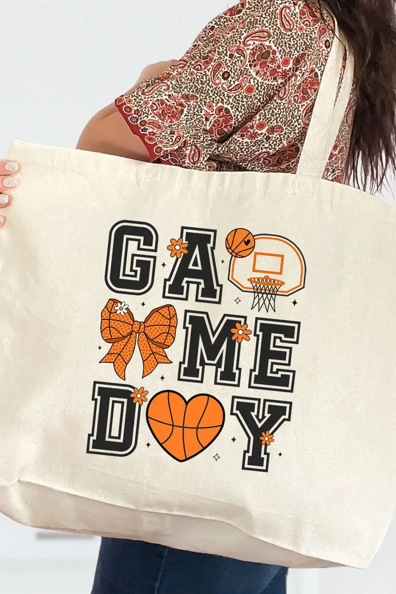 Basketball Game Day Canvas Jumbo Tote
