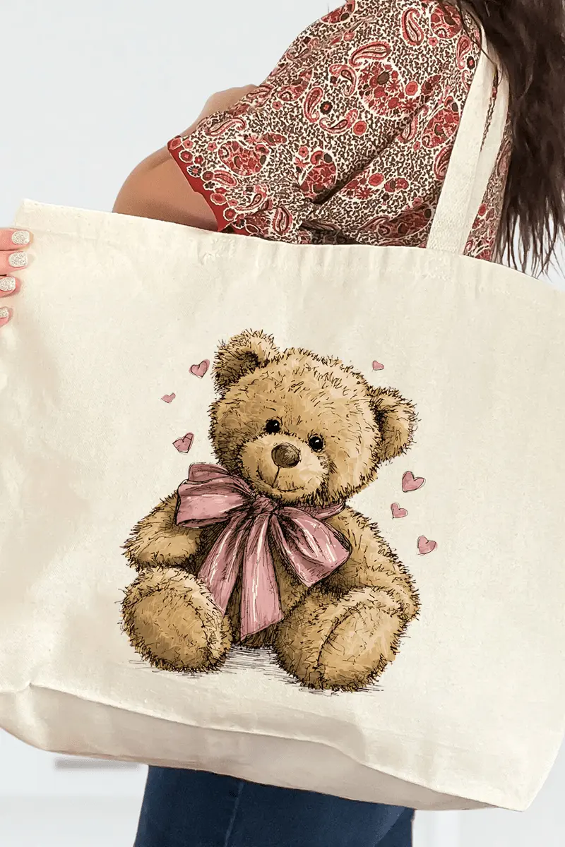 Be Mine Bear Canvas Jumbo Tote