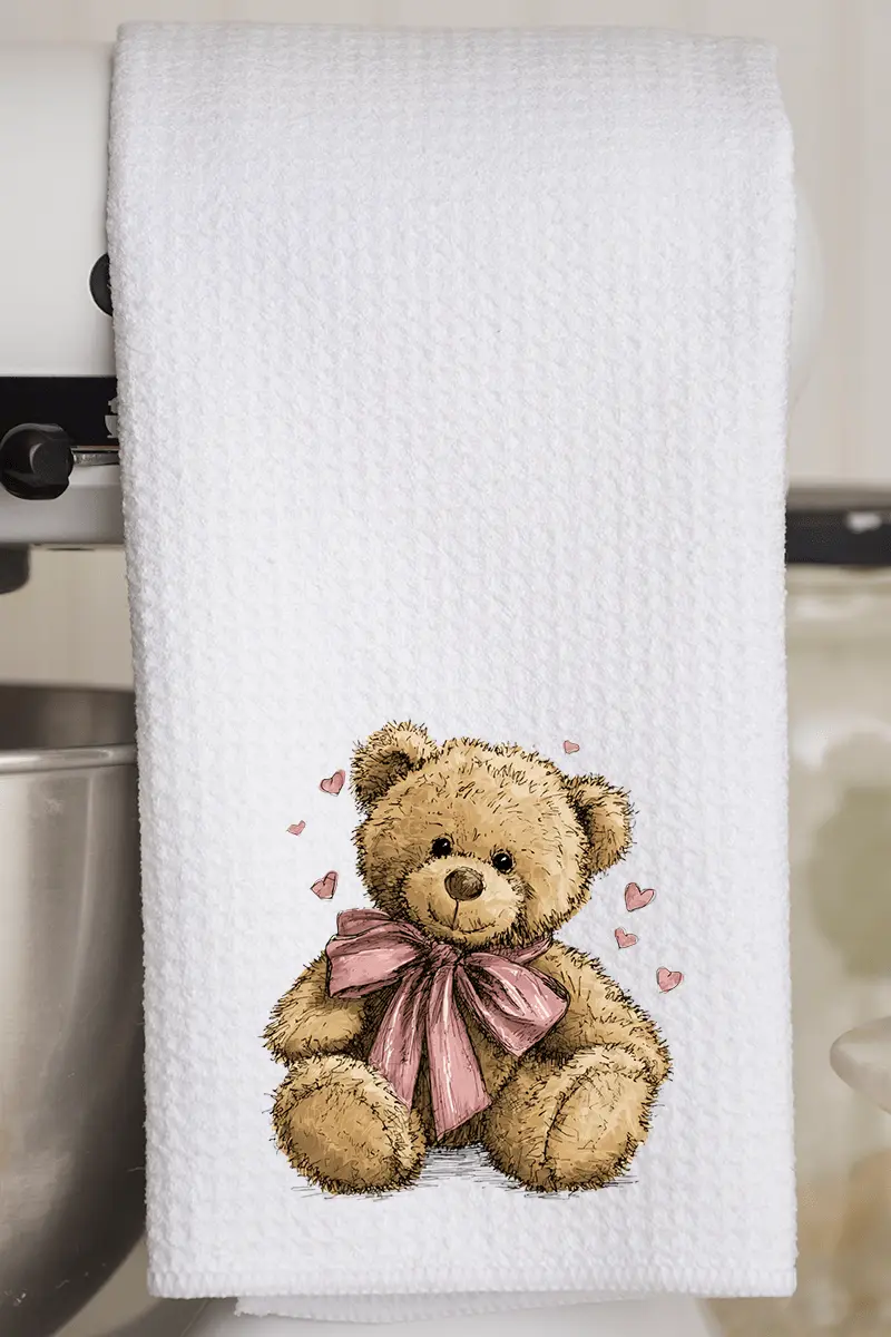 Be Mine Bear Waffle Kitchen Towel