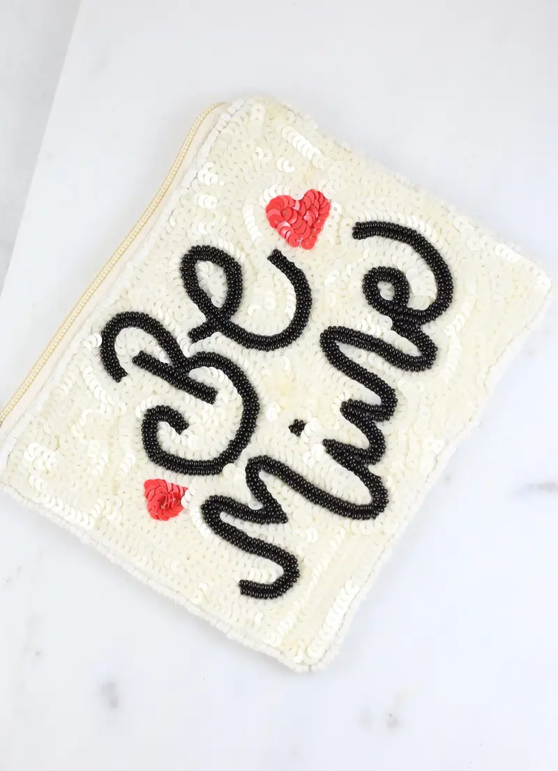 Be Mine Embellished Coin Pouch Ivory