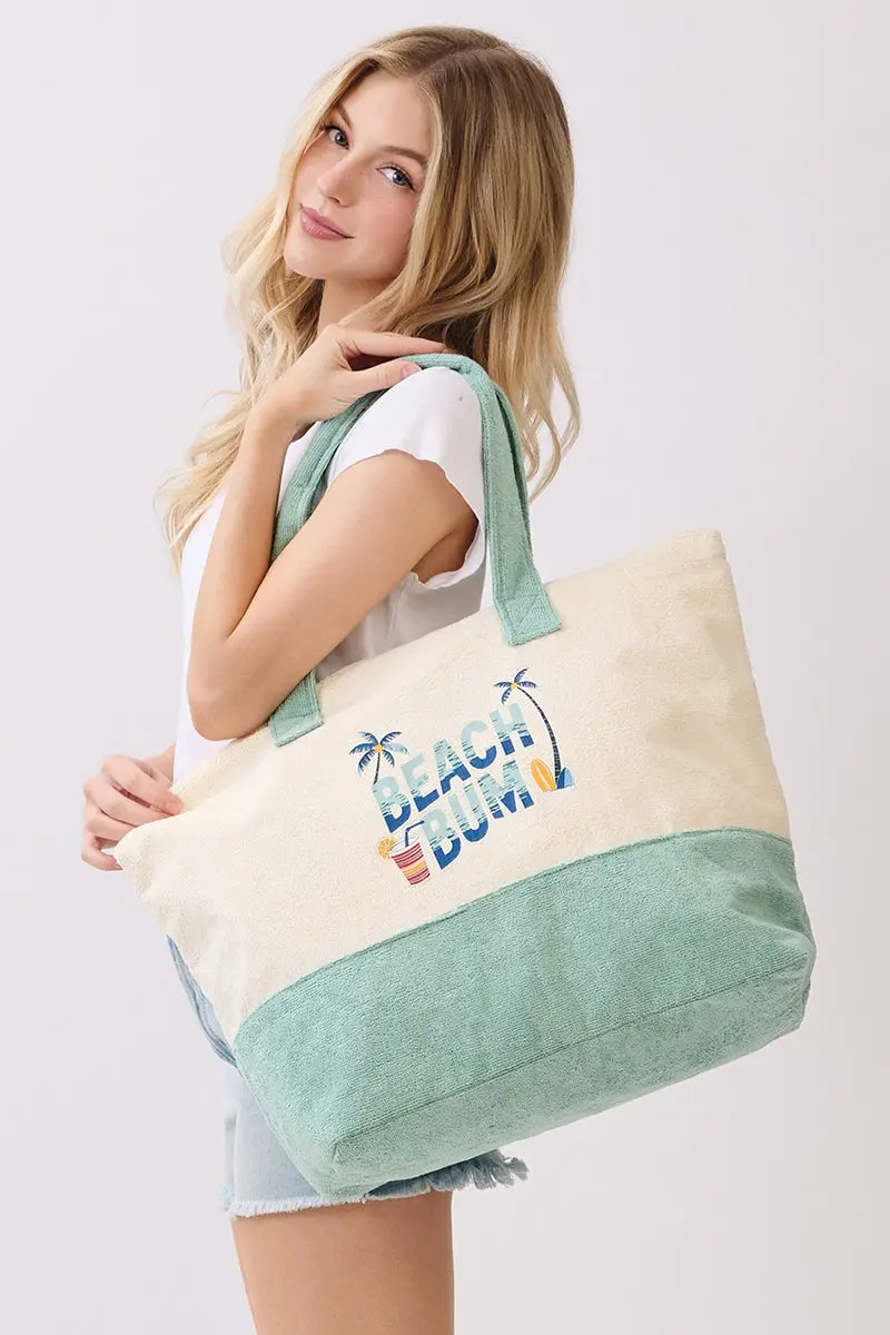 Beach Bum Mint Terry Tote