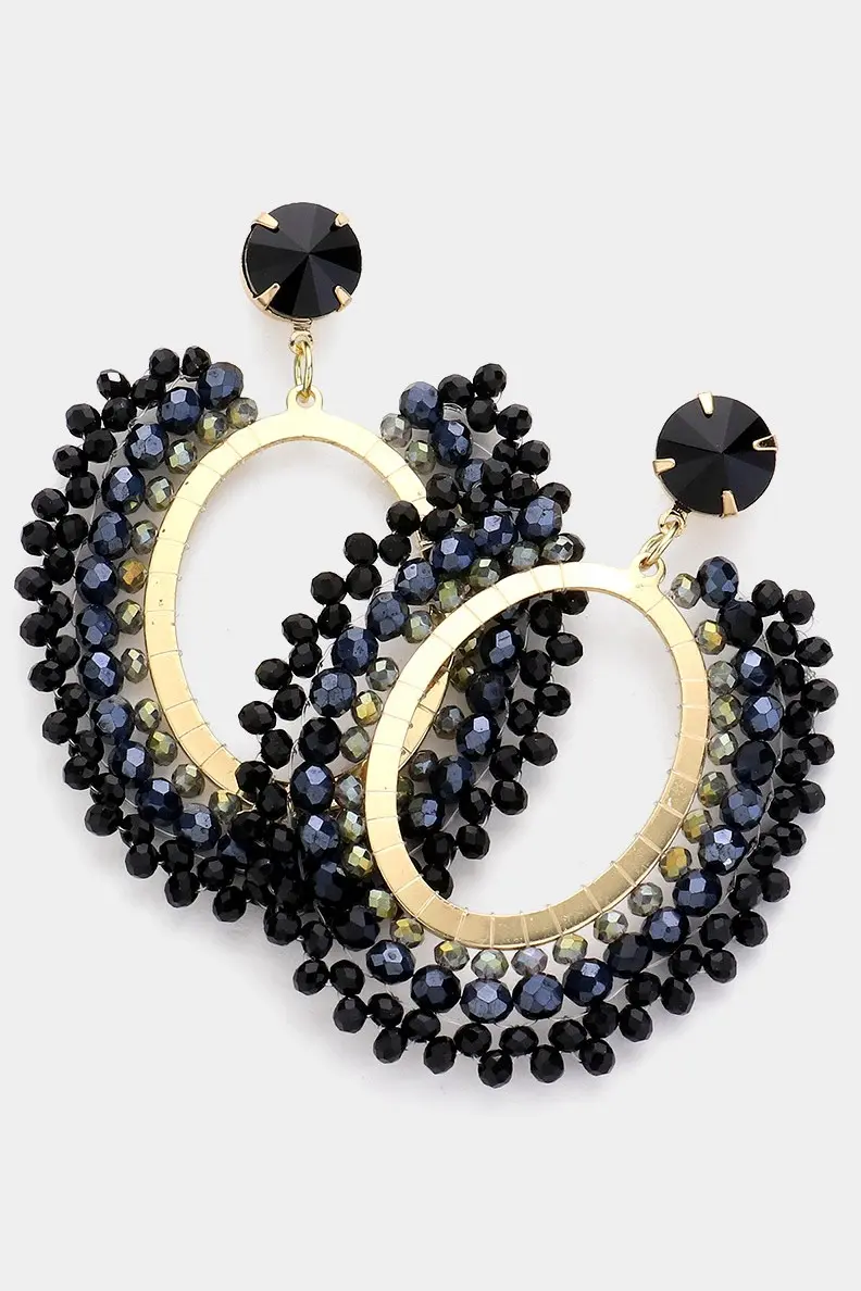Beaded Oval Earrings