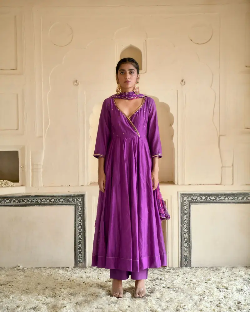 Beaded Violet Kurta Set