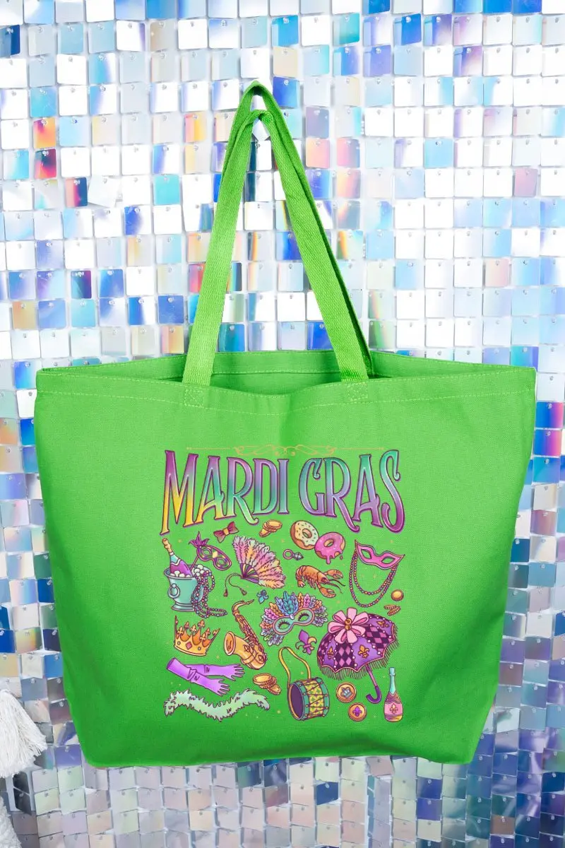 Beads, Bows, and Bourbon St Canvas Jumbo Tote