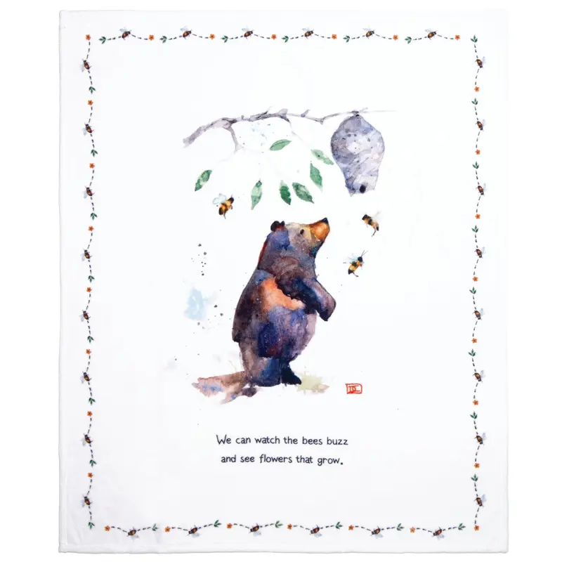 Bear and Bees Plush Throw