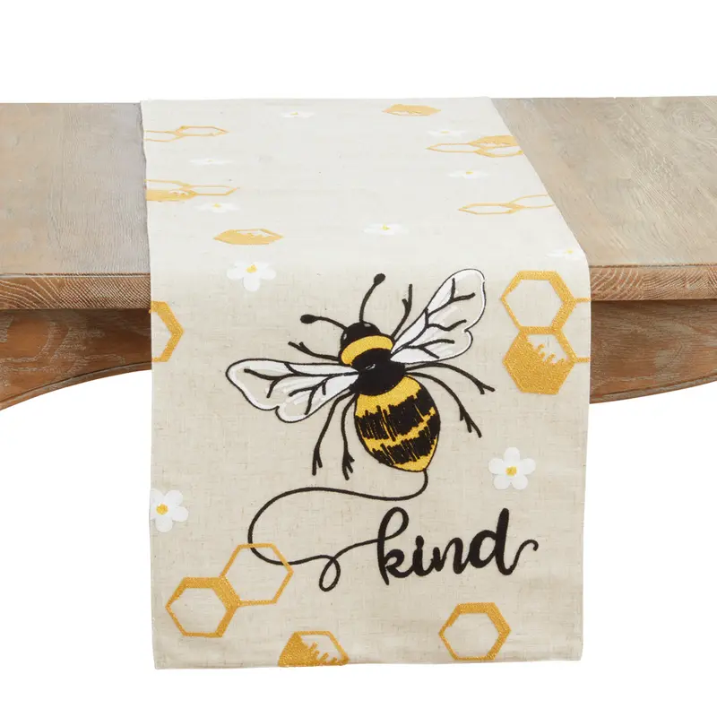 Bee Kind Honeycomb Table Runner – Natural