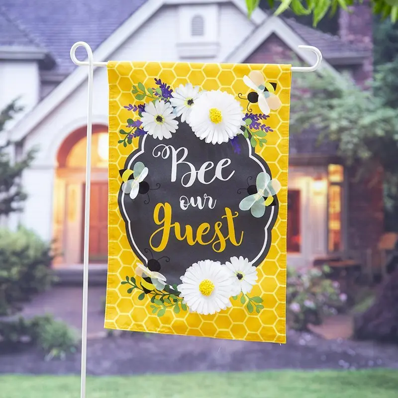 Bee Our Guest Linen Garden Flag