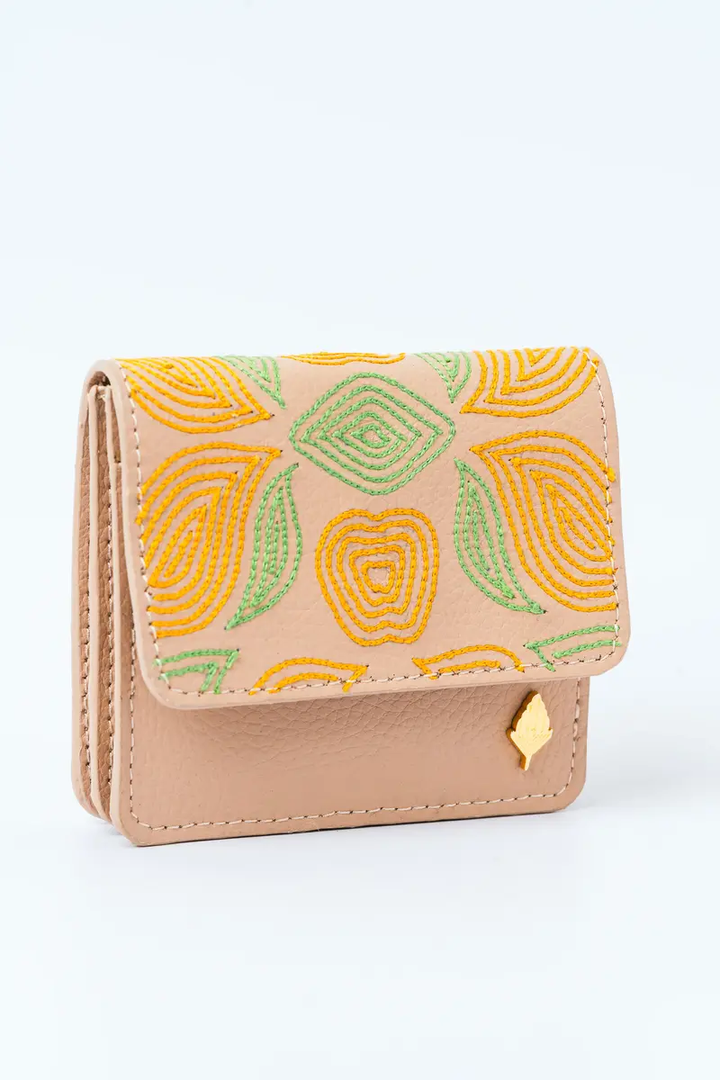 Beige Embroidered Cardholder