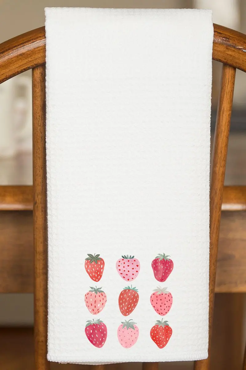 Berry Best Strawberries Waffle Kitchen Towel