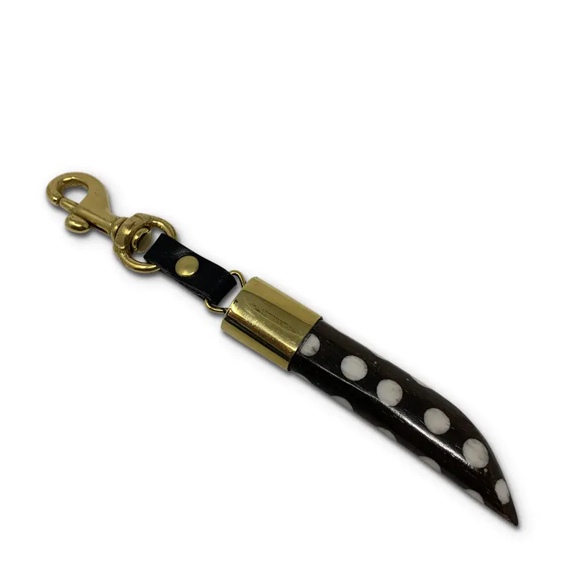 Black Batik Bone Clip With Recycled Brass Detailing