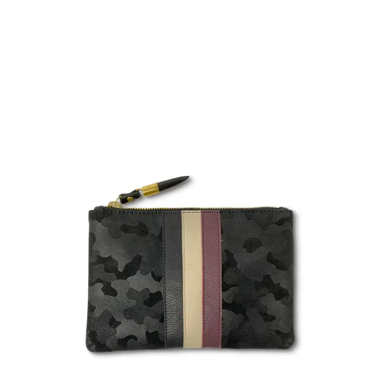 Black Camo Suede Small Pouch
