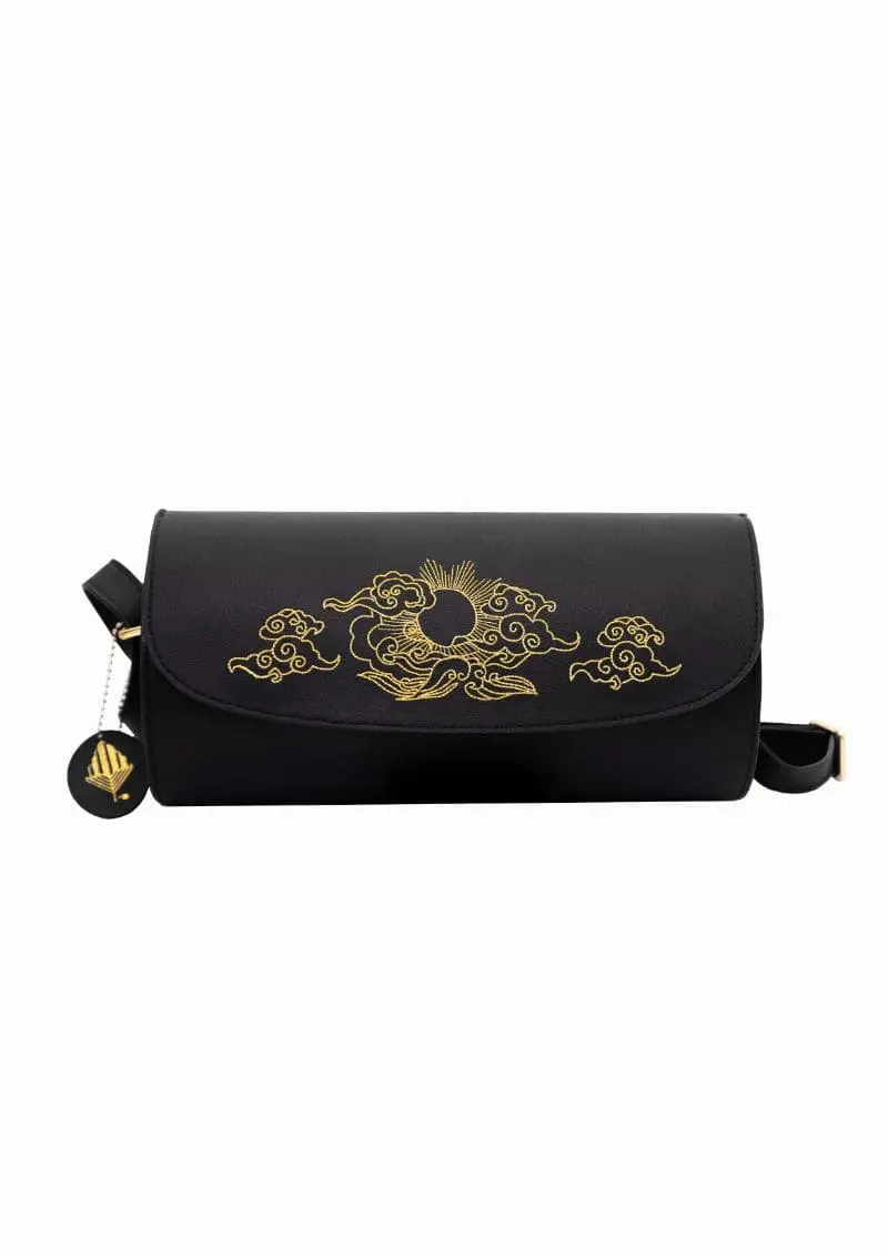 Black Embroidered Duffle Bag