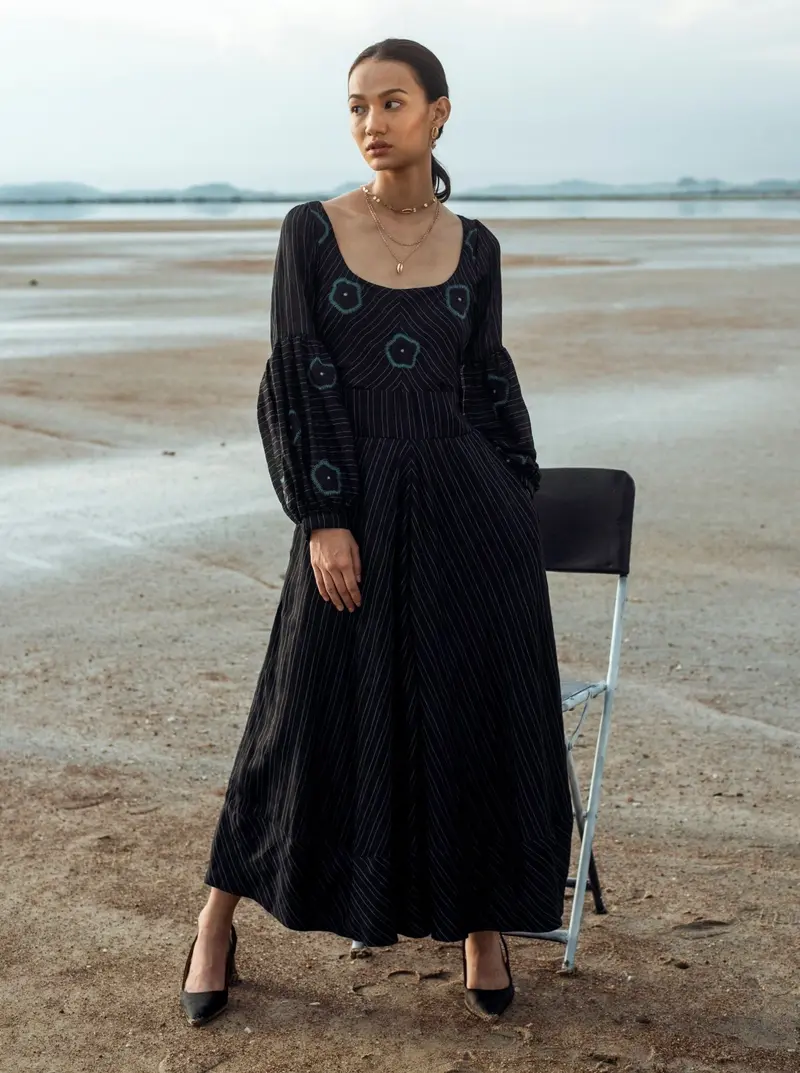 Black Embroidered Maxi Dress