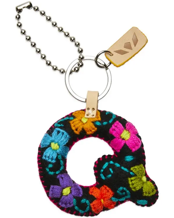 BLACK FELT ALPHABET CHARM "Q"
