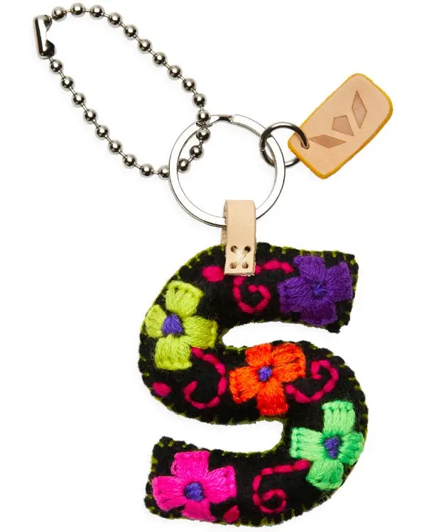 BLACK FELT ALPHABET CHARM "S"