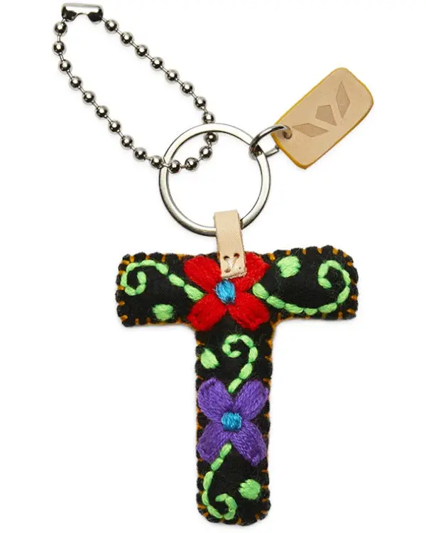 BLACK FELT ALPHABET CHARM "T"