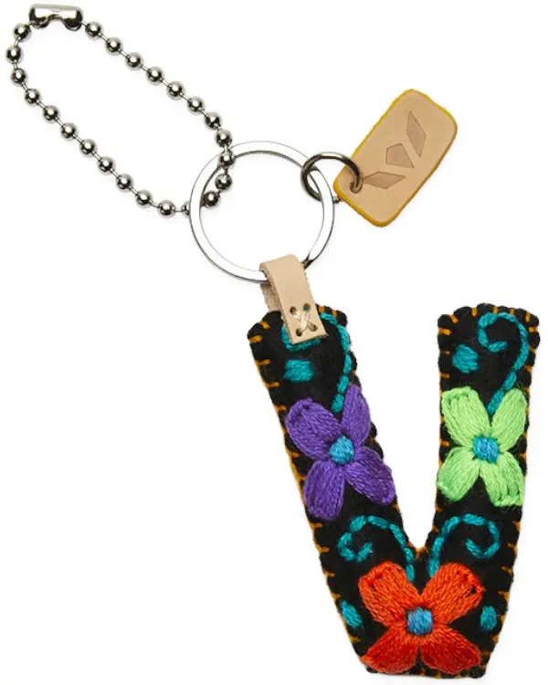 BLACK FELT ALPHABET CHARM "V"