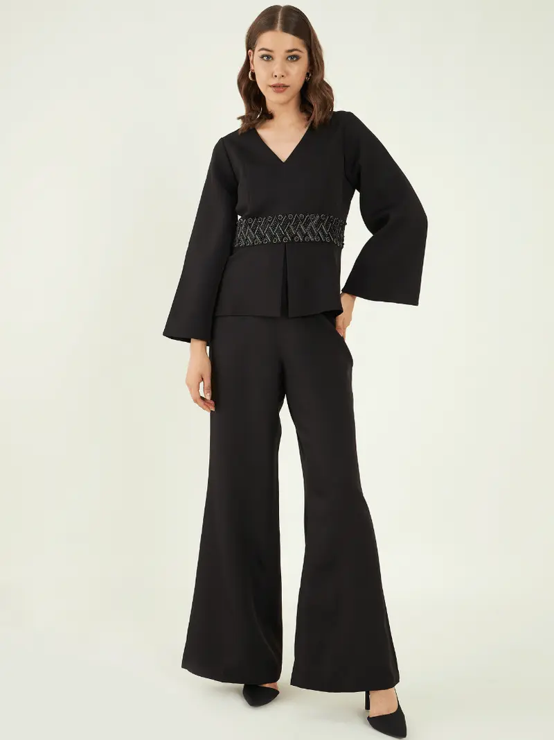 Black Fine Crepe Co-ord Set