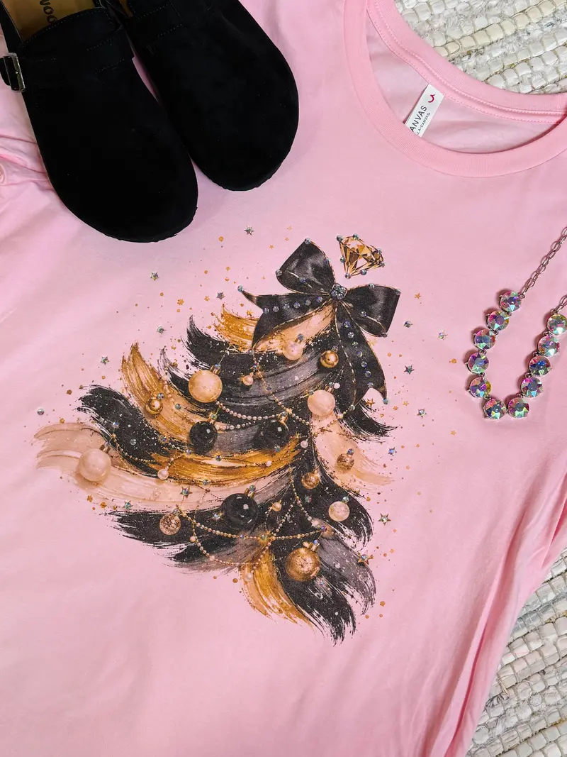 Black & Gold Christmas Tree Boujee Tee