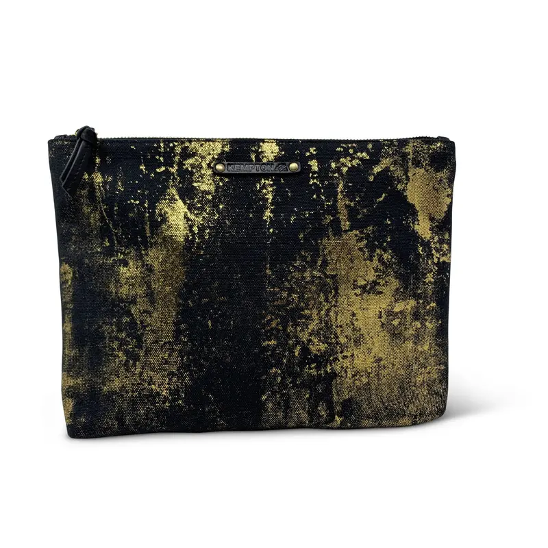 Black Gold Splatter Canvas Pouch