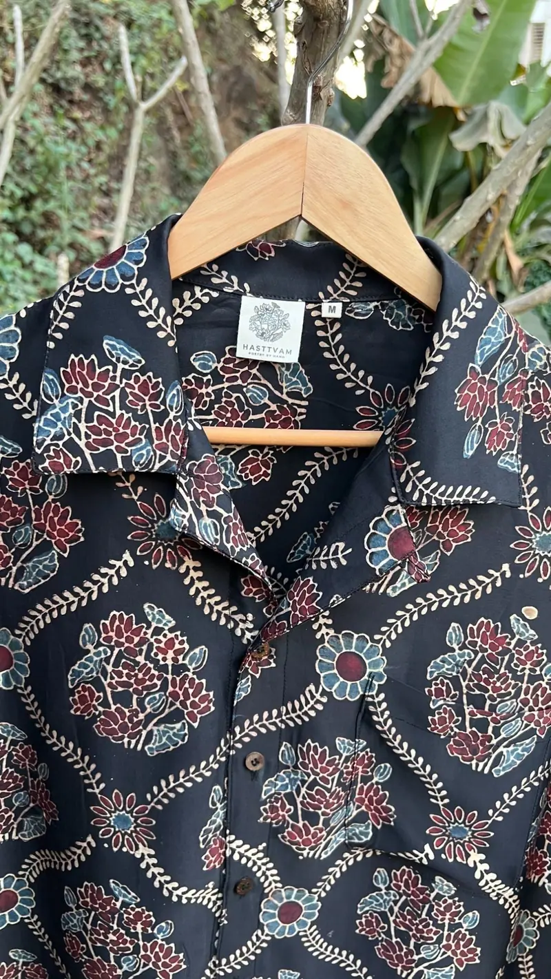 Black Hand Block Printed Shirt