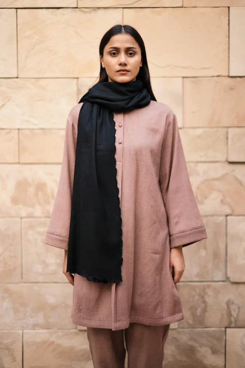 Black Merino Wool Stole