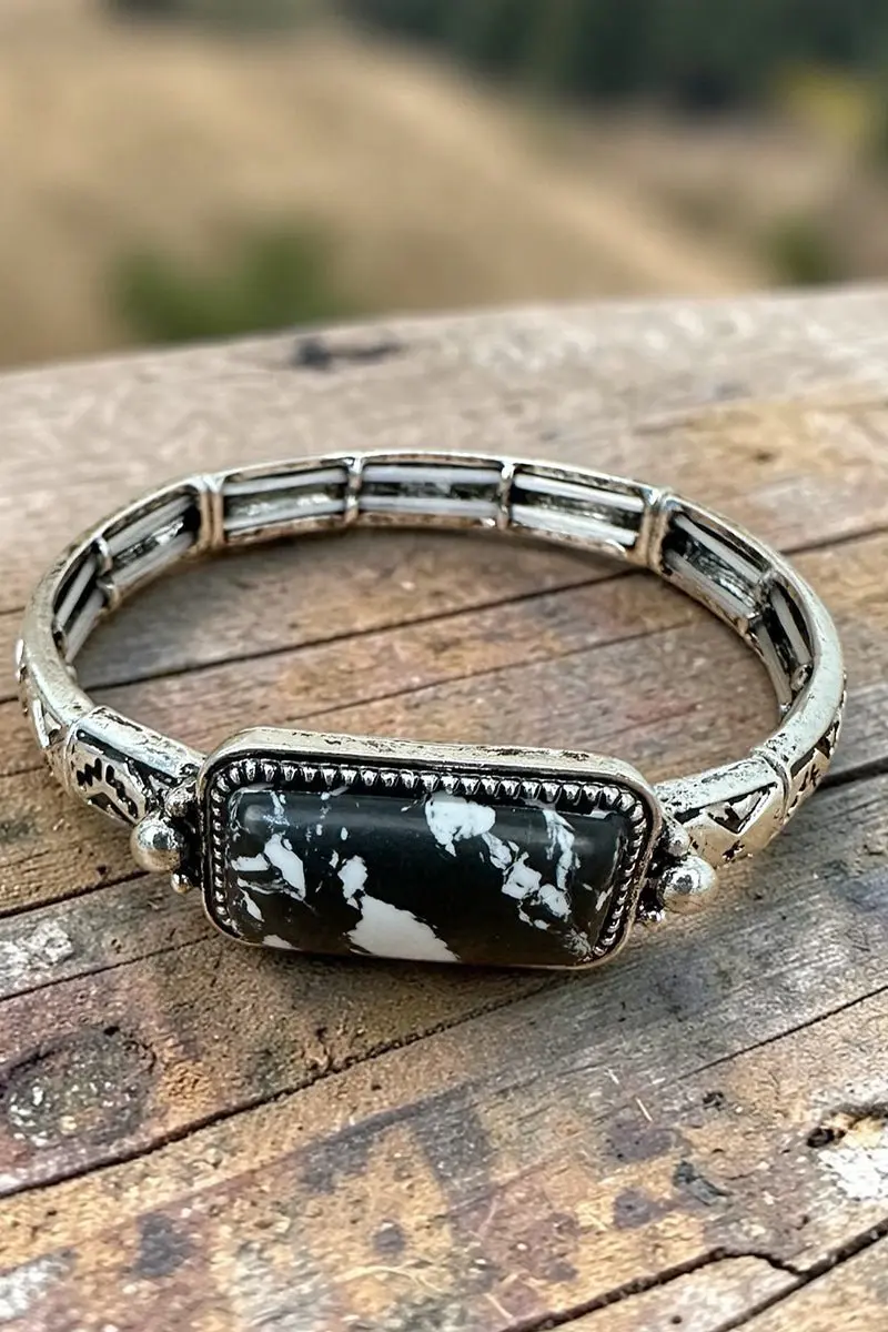 Black Moonrise Mesa Silvertone Bracelet