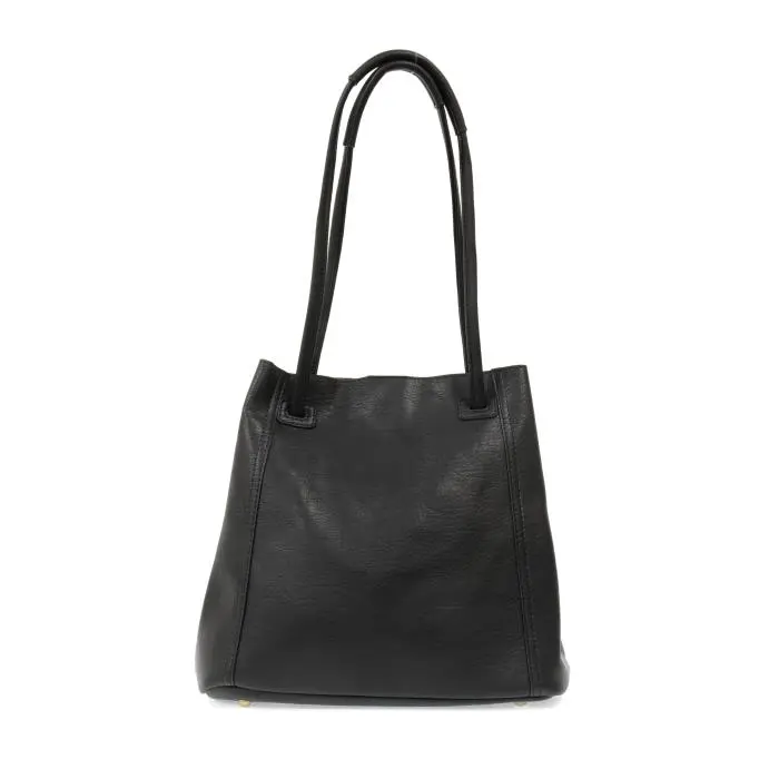 Black - Vegan Leather Josie Adjustable Strap Tote