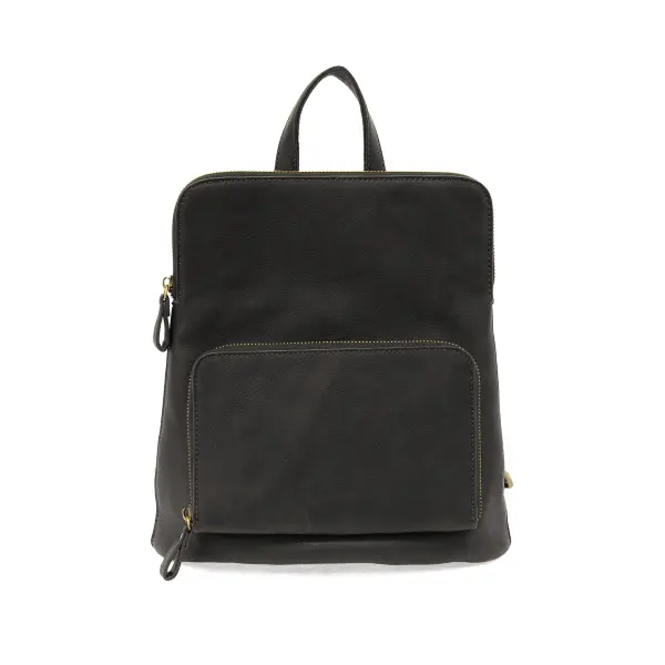 Black - Vegan Leather Mini Julia Backpack