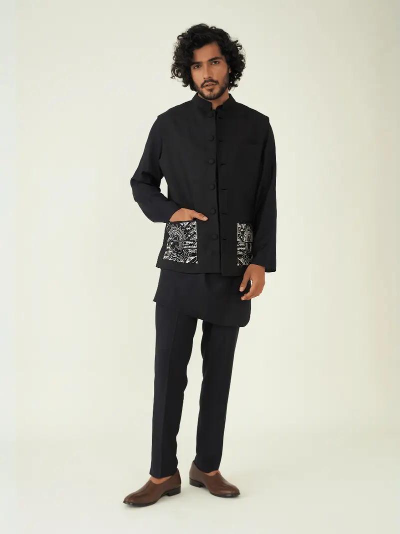 Black Viscose Silk Jacket