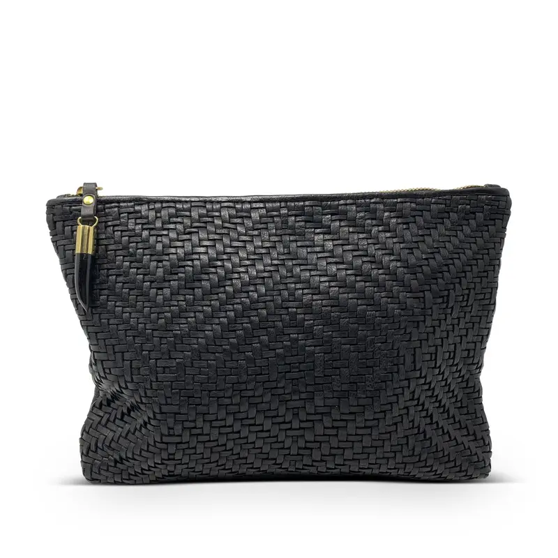 Black Woven Medium Pouch