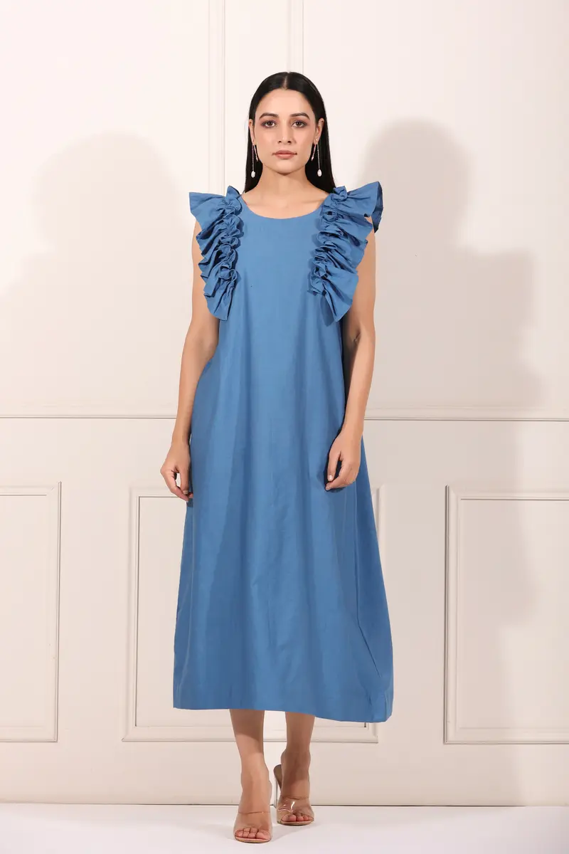 Blooming Blue Midi Dress