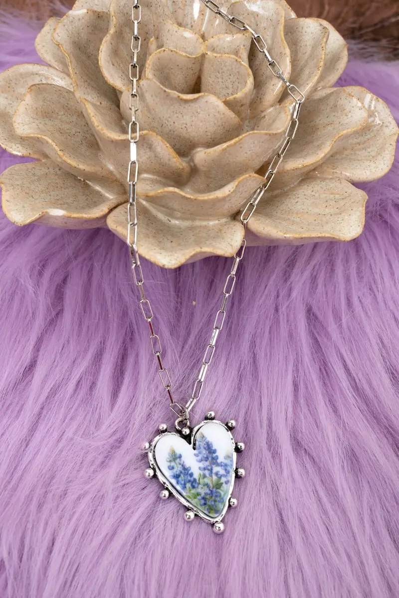 Blooming Heart Silvertone Necklace